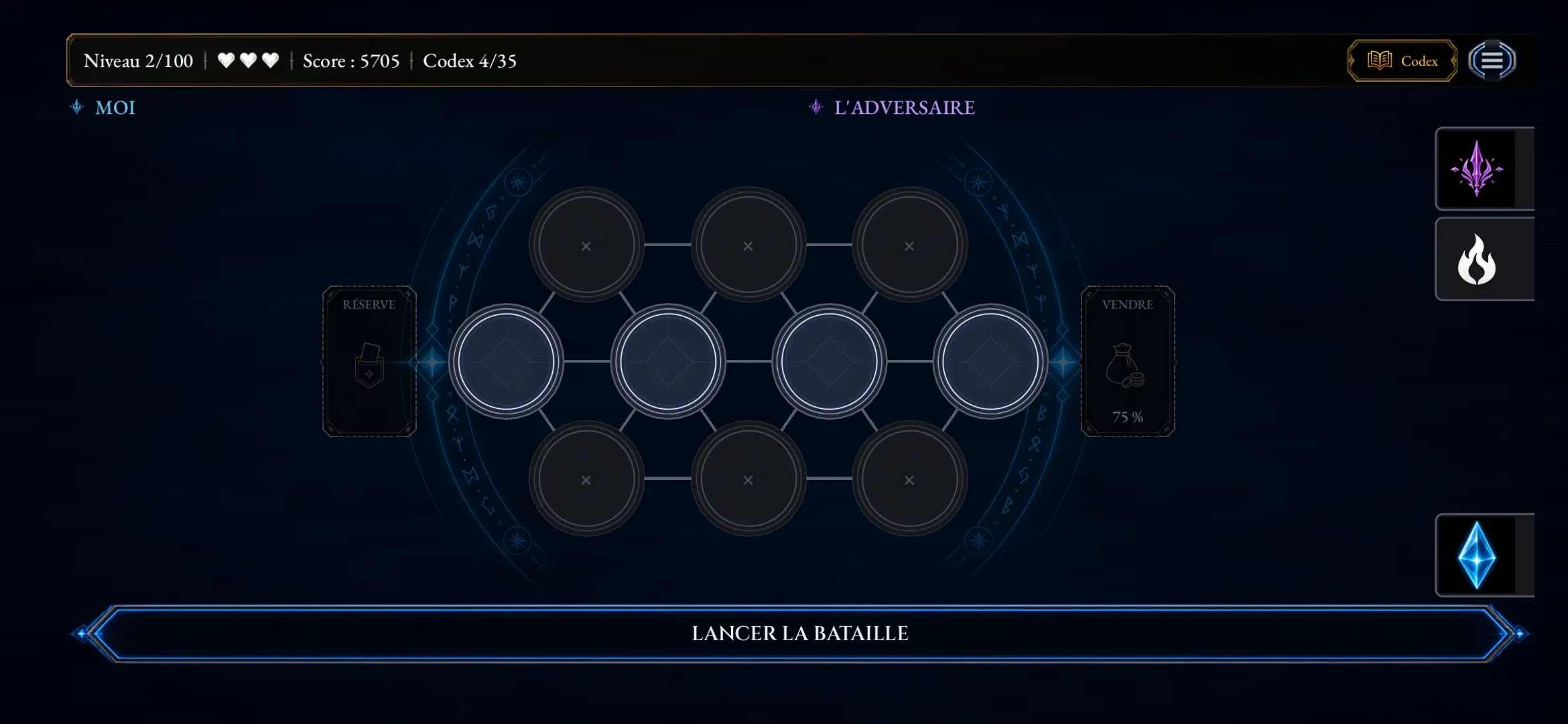 Une partie sur téléphone.
